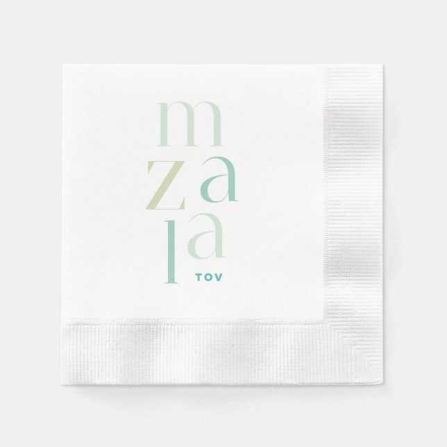 Mazel Tov Green Hebrew Glückwunsch Serviette (Vorderseite)