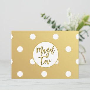Mazel Tov Karte, Gold Weiße Tupfen, Moderne Kunst Einladung