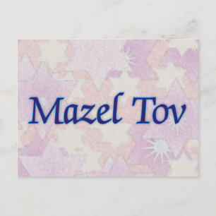 Mazel Tov Pink Stars Postkarte
