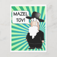 Mazel Tov Postcard - jüdischer Rabbi