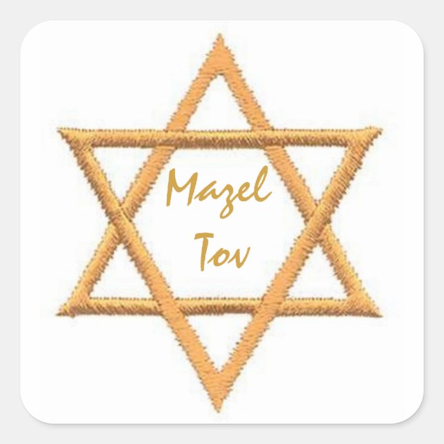 Mazel Tov/Star von David Quadratischer Aufkleber (Vorderseite)