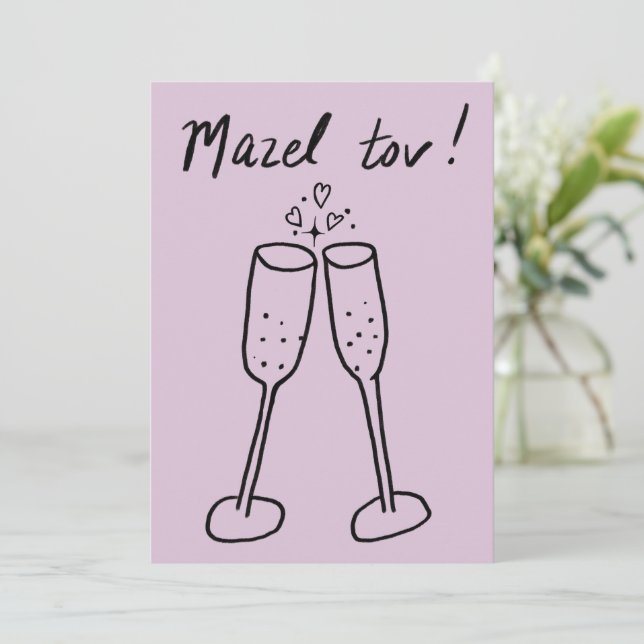 Mazel Tov Wedding Champagne Cheers Sketch Doodle (Stehend Vorderseite)