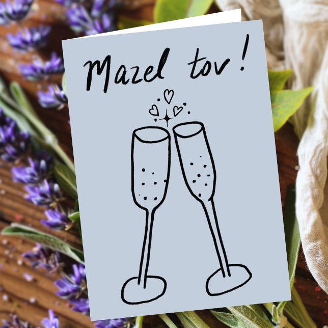 Mazel Tov Wedding Champagne Cheers Sketch Doodle Karte (Mazel Tov Wedding Champagne Cheers Congratulations Engagement Sketch Doodle Card
)