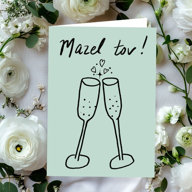 Mazel Tov Wedding Champagne Cheers Sketch Doodle Karte (Mazel Tov Wedding Champagne Cheers Sketch Doodle Folded Congratulations Card
)
