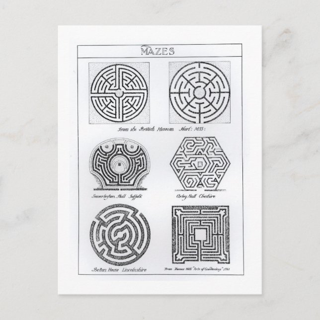 Mazes, c.1900 (Gravur) (b/w-Foto) Postkarte (Vorderseite)