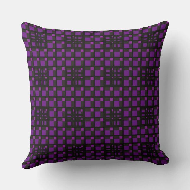 Mazipoodles 3D Square Grid Deep Lila Kissen (Rückseite)