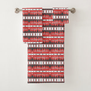 Mazipoodles Afrofuturist Pattern - Scarlet Grau Badhandtuch Set
