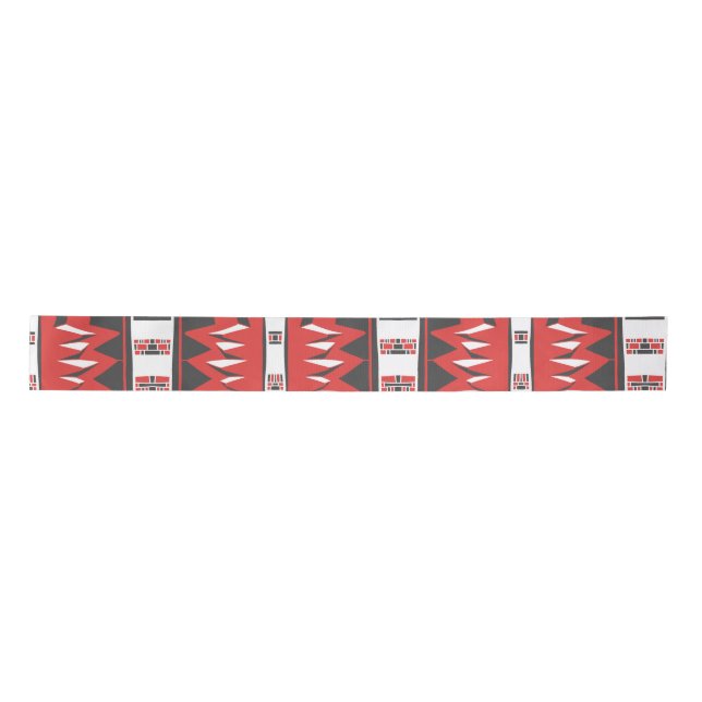 Mazipoodles Afrofuturist Pattern - Scarlet Grau Satinband (Vorderseite)