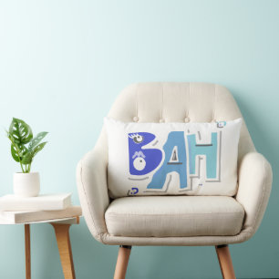 Mazipoodles Bah Humbug Blue Gradient White Lendenkissen