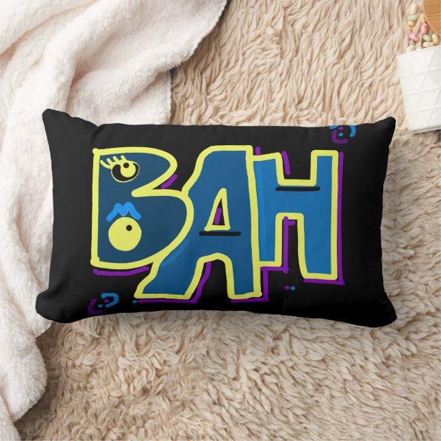 Mazipoodles Bah Humbug Lila Gelb Aquamarin Schwarz Lendenkissen (Decke)