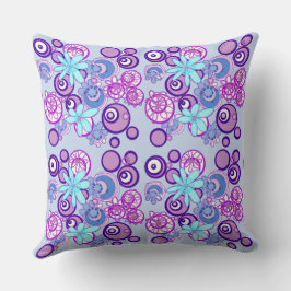 Mazipoodles Blumenbläschen - Lila Blau Kissen