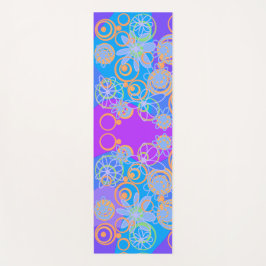 Mazipoodles Blumenblasen Multi Blue Orange Blue Yogamatte