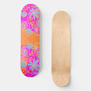 Mazipoodles Blumenblasen Multi Pink Orange Blue Skateboard