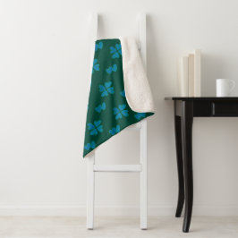 Mazipoodles Dusty Blue Hearts on Dark Green Sherpadecke