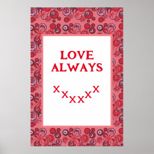 Mazipoodles Floral Bubbles Liebe Kiss Red Poster