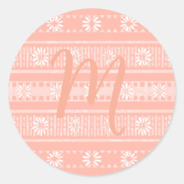 MAZIPOODLES Floral Striped Ribbed Knitting Card Runder Aufkleber