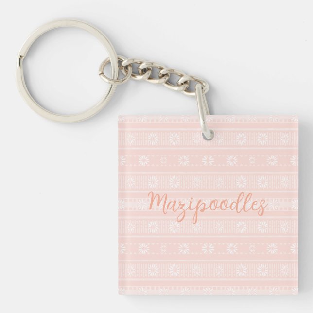 MAZIPOODLES Floral Striped Ribbed Knitting Name Schlüsselanhänger (Vorderseite)