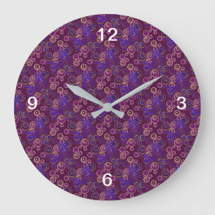 Mazipoodles Florale Blasen Argyle Pflaume Beige Große Wanduhr