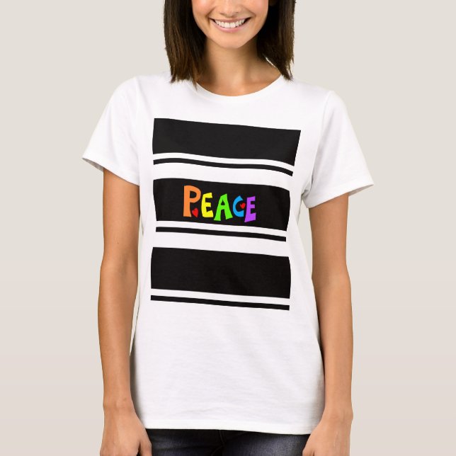 MAZIPOODLES Frieden Regenbogen 2 T-Shirt (Vorderseite)