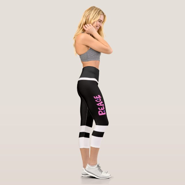 MAZIPOODLES Frieden Rosa Capri Leggings (Rechts)