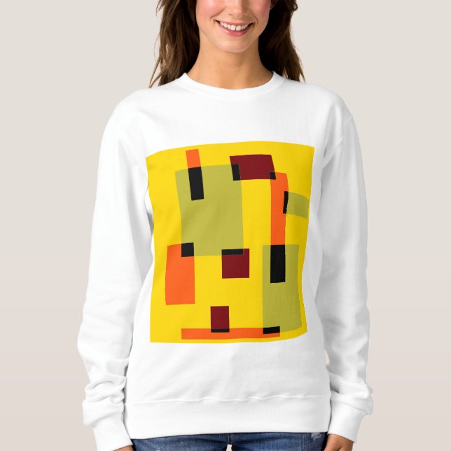 Mazipoodles Geometric Abstraction Yellow Sweatshirt (Vorderseite)