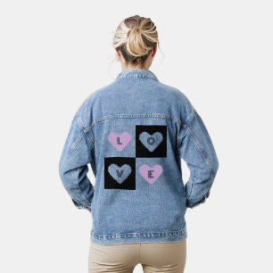 Mazipoodles Hearts Abstraction Lilac Liebe Jeansjacke
