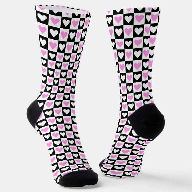 Mazipoodles Herz Abstraktion Rosa 2 Socken (Gewinkelt)