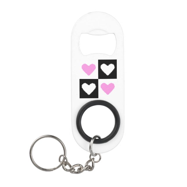 Mazipoodles Herz Abstraktion Rosa Mini Flaschenöffner (Vorderseite)