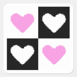 Mazipoodles Herz Abstraktion Rosa Quadratischer Aufkleber