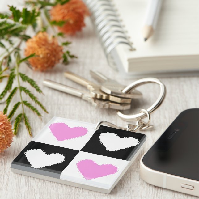 Mazipoodles Herz Abstraktion Rosa Schlüsselanhänger (Vorderseite rechts)