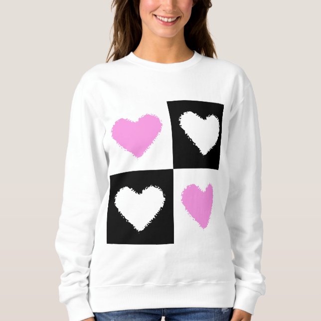 Mazipoodles Herz Abstraktion Rosa Sweatshirt (Vorderseite)