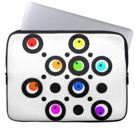 Mazipoodles Kreise und Punkte Muster Rainbow Black Laptopschutzhülle