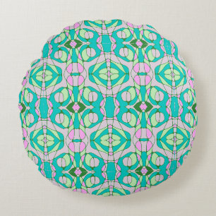 Mazipoodles Neuro Art - Dusty Aquamarin Pink Green Rundes Kissen