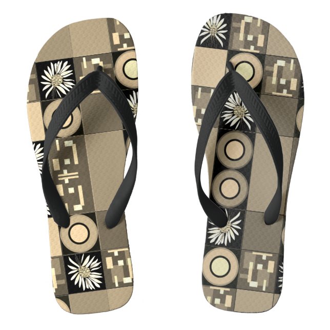Mazipoodles Patchwork Quilt 2 Sepia Flip Flops (Fußbett)