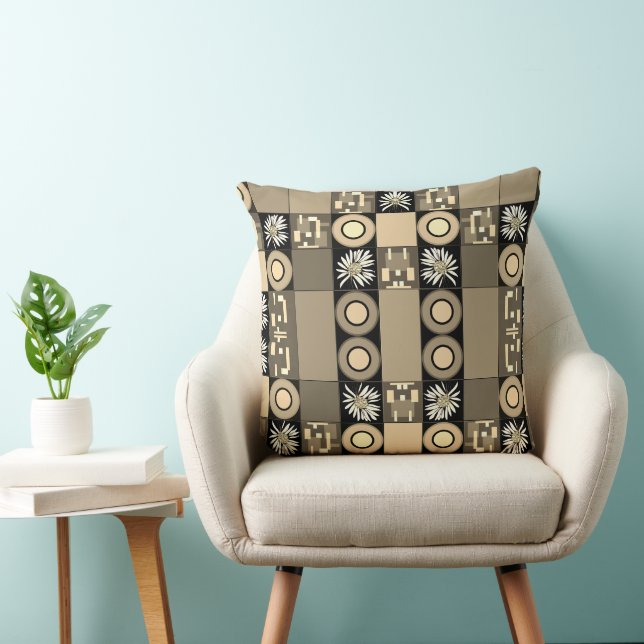 Mazipoodles Patchwork Quilt 2 Sepia Kissen (Stuhl )