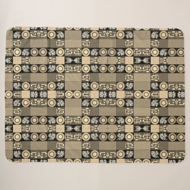 Mazipoodles Patchwork Quilt 2 Sepia Sherpadecke (Vorderseite (Horizontal))
