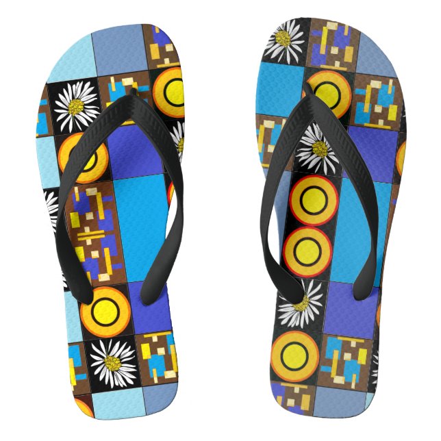 Mazipoodles Patchwork Quilt 3 Blue Flip Flops (Fußbett)