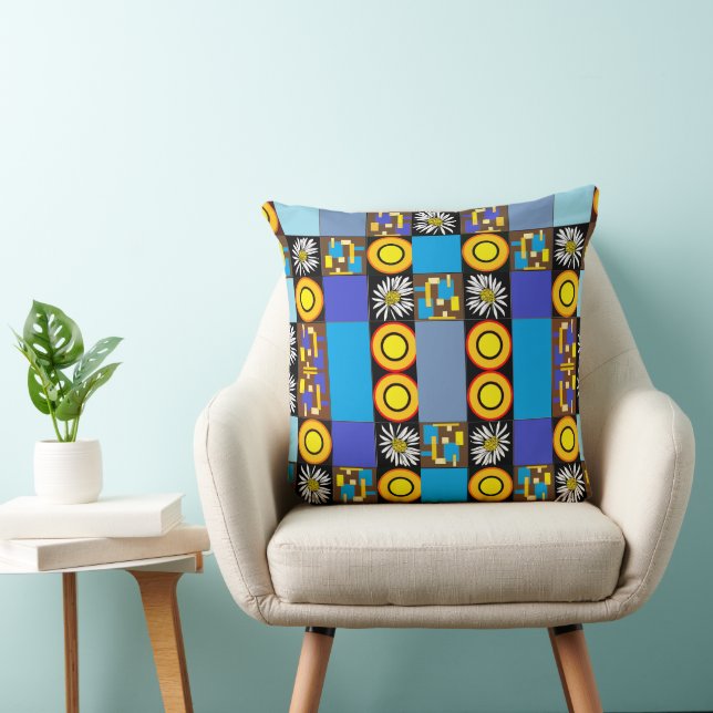 Mazipoodles Patchwork Quilt 3 Blue Kissen (Stuhl )