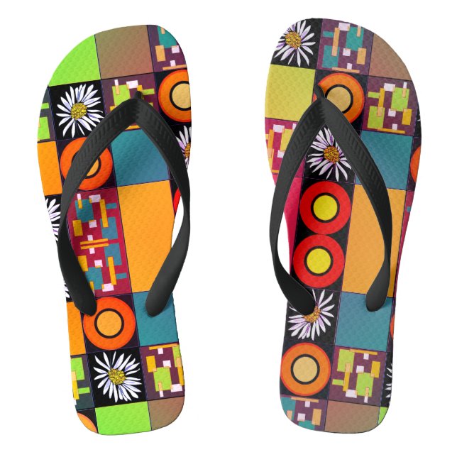 Mazipoodles Patchwork Quilt 4 Multi Flip Flops (Fußbett)