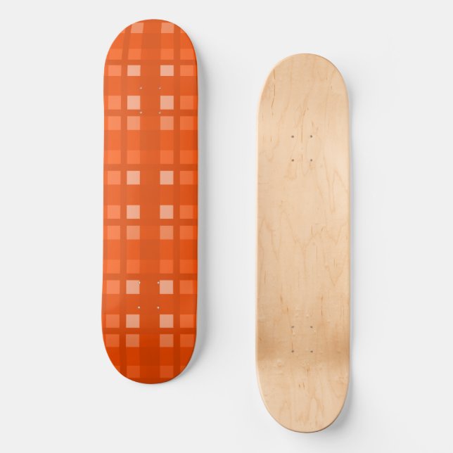 Mazipoodles Pixel Kariert neu - Burnt Orange Skateboard (Vorderseite)
