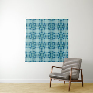 Mazipoodles Quadrat Karo Baby Blau Wandteppich