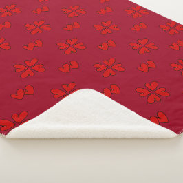 Mazipoodles Rotes Herz auf Rot Sherpadecke