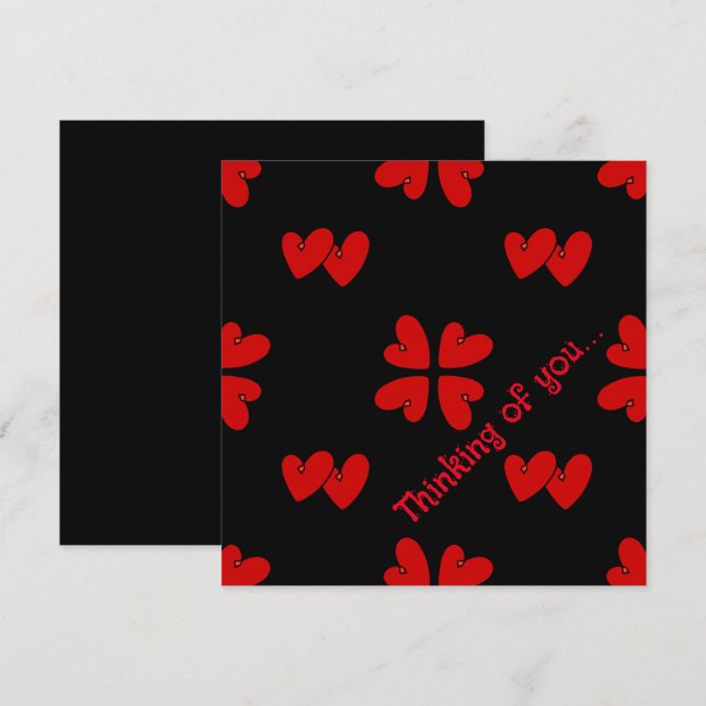 Mazipoodles rotes Herz über schwarzes Denken Karte (Vorne/Hinten)