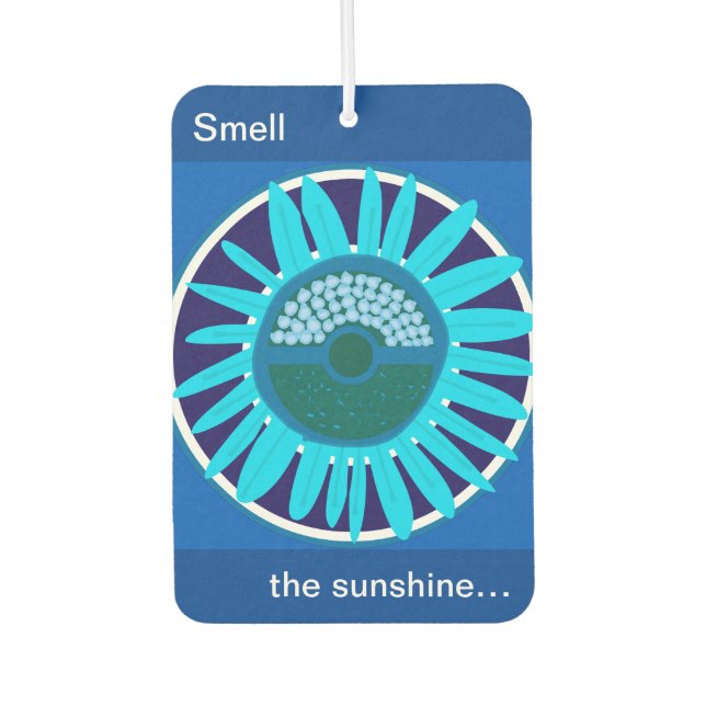 Mazipoodles Sonnenblume Sonnenschein: Blau 1 Autolufterfrischer (Vorderseite)