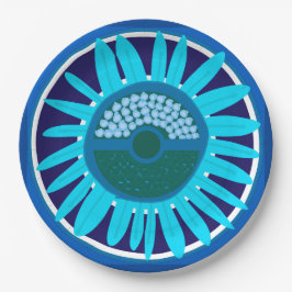 Mazipoodles Sonnenblume Sonnenschein: Blau 1 Pappteller