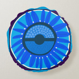 Mazipoodles Sonnenblume Sonnenschein: Blau 6 Rundes Kissen