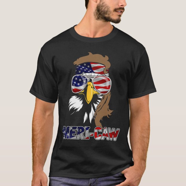 Mb35 Mullet Eagle meri-caw 4. Juli unabhängig T-Shirt (Vorderseite)