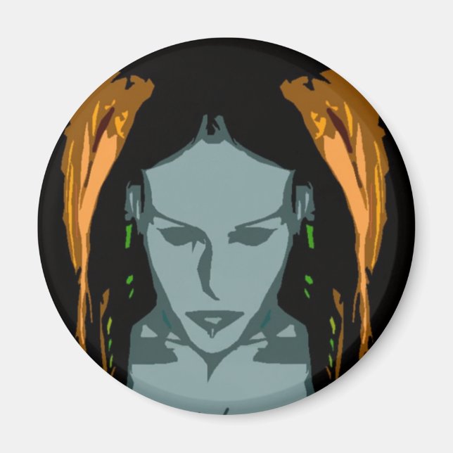 MB Cyber Chick Vector Art Magnet (Vorne)