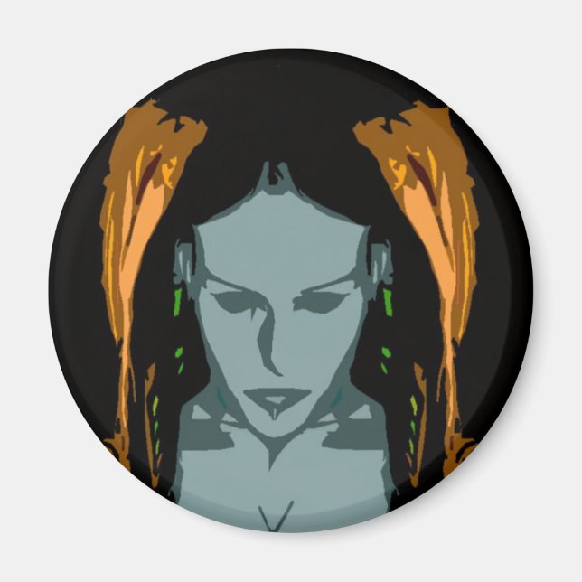 MB Cyber Chick Vector Art Magnet (Vorne)