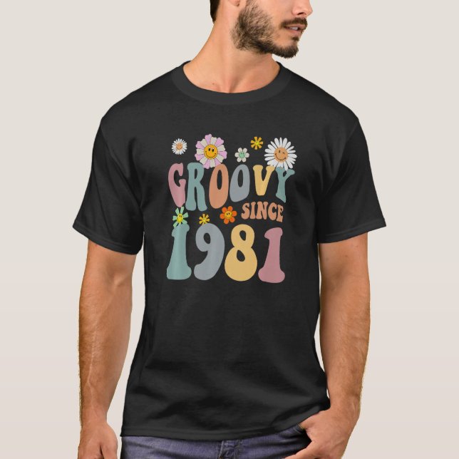 Mb Groovy Seit 1981 Retro Hippie Blume 41st Birt T-Shirt (Vorderseite)